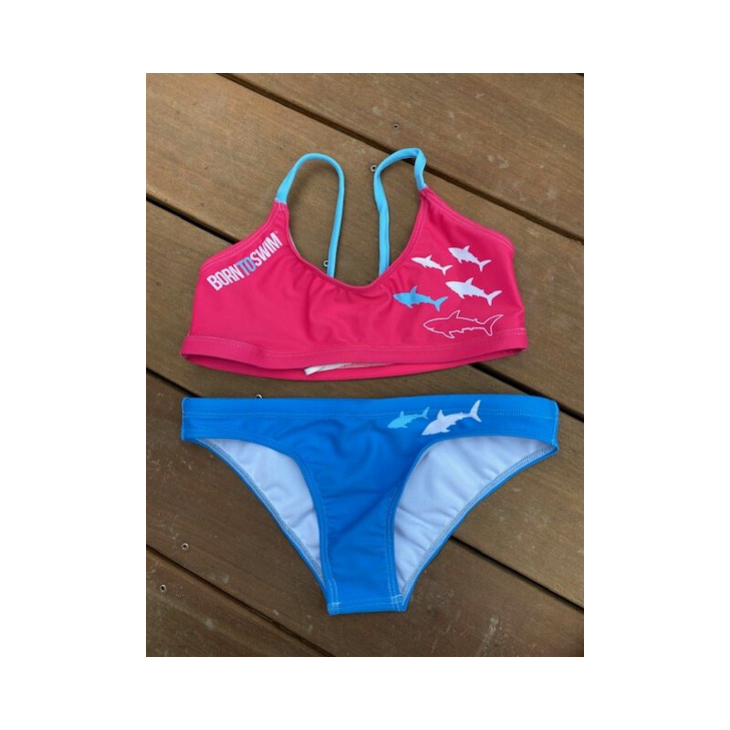 Dámské dvoudílné plavky BornToSwim Sharks Bikini Blue/Pink L