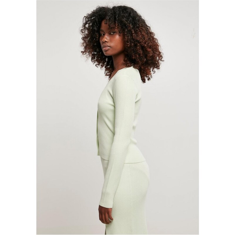 Dámský svetr Urban Classics Ladies Short Rib Knit Cardigan - lightmint