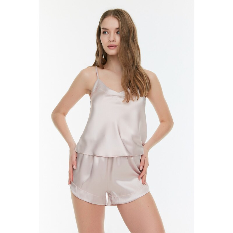 Trendyol Satin Woven Pajama Set with Powder Back Detail