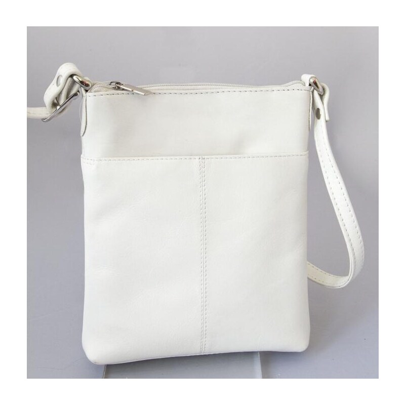 bílá kožená zipová mini-kabelka