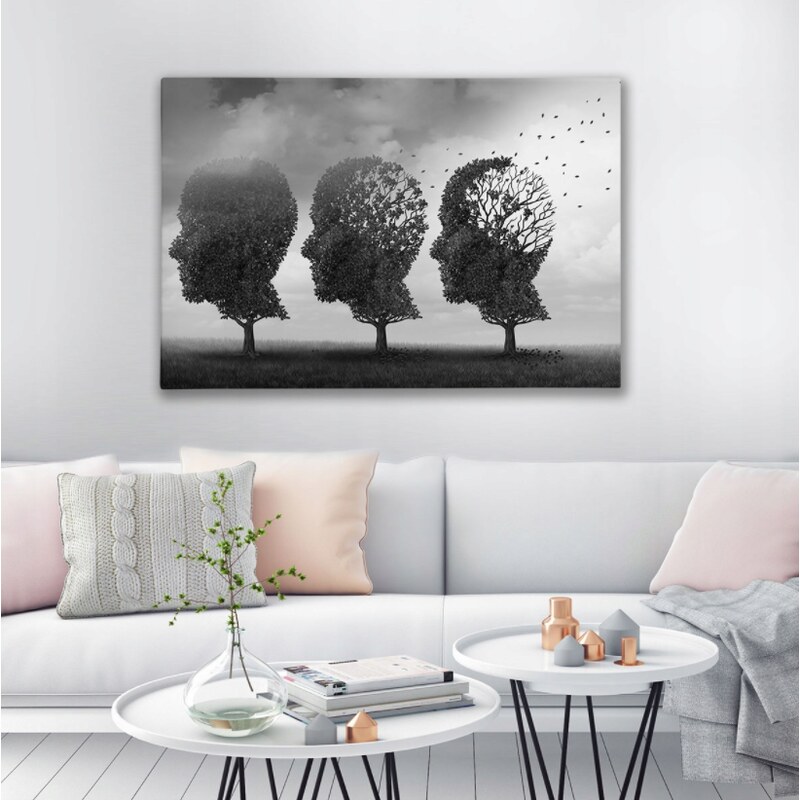 YESTU Obraz na plátně,hlavy stromů,120x80cm,černo bílá