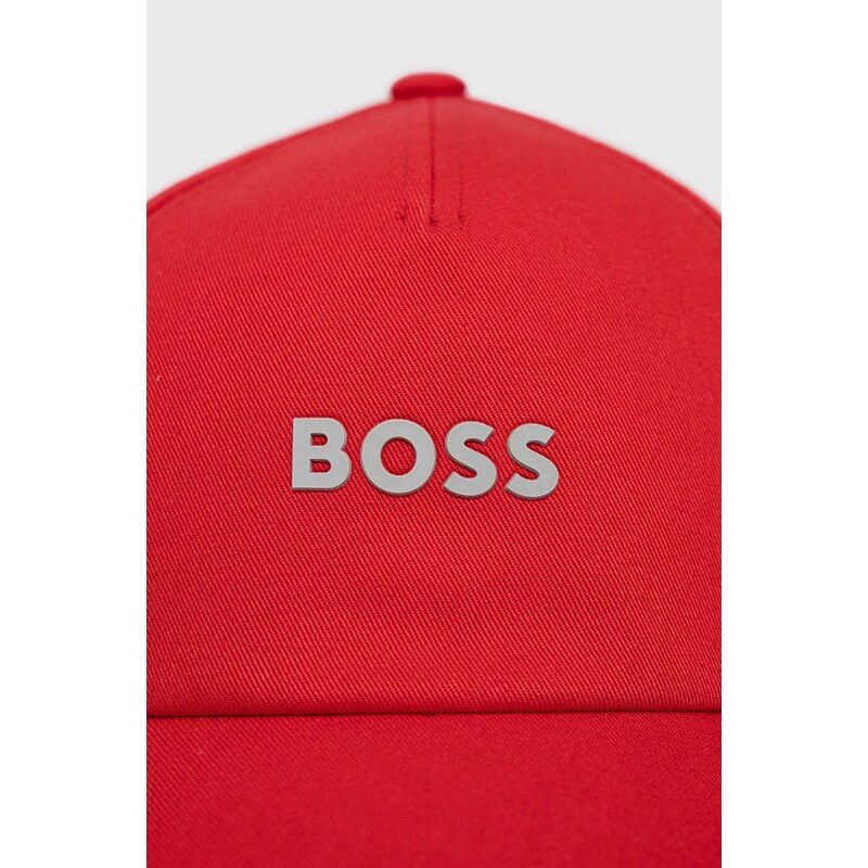 Boss Orange Bavlněná čepice BOSS Boss Casual červená barva, s aplikací