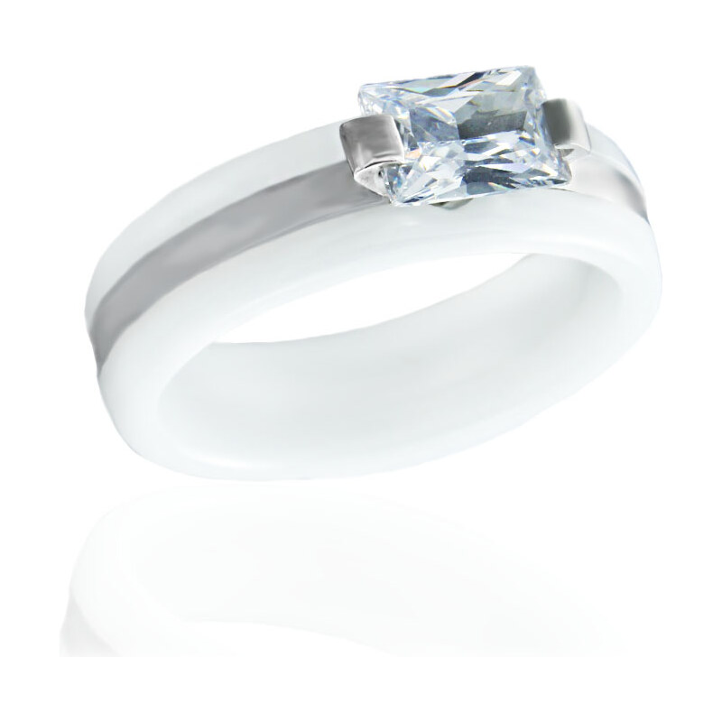 Dámský keramický prsten se zirkonem bílý S113188090