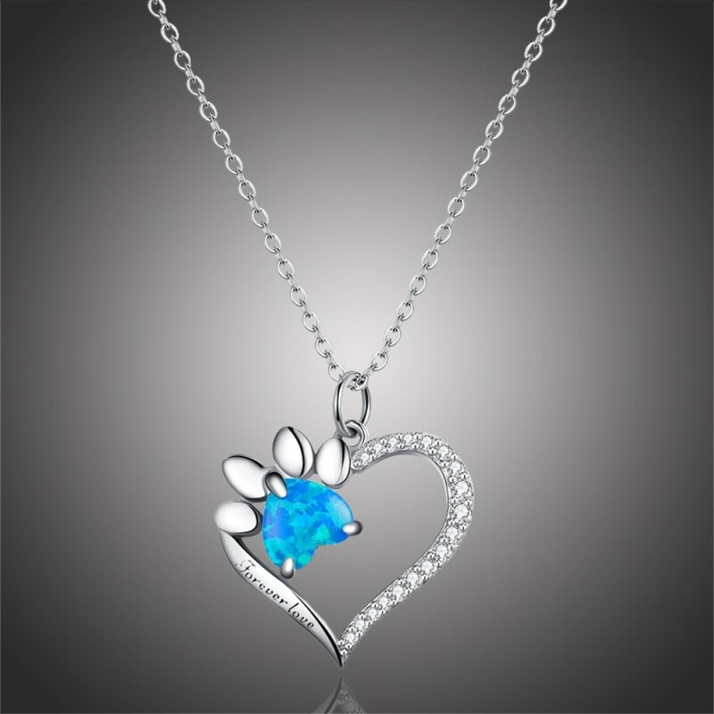 GRACE Silver Jewellery Stříbrný náhrdelník Psí tlapka a srdíčko