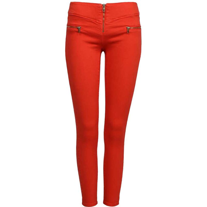 Tally Weijl Red Skinny Pants with Zip Detail