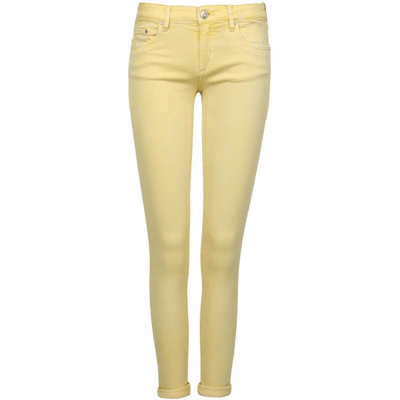 Tally Weijl Yellow Cropped Skinny Pants with Low Rise