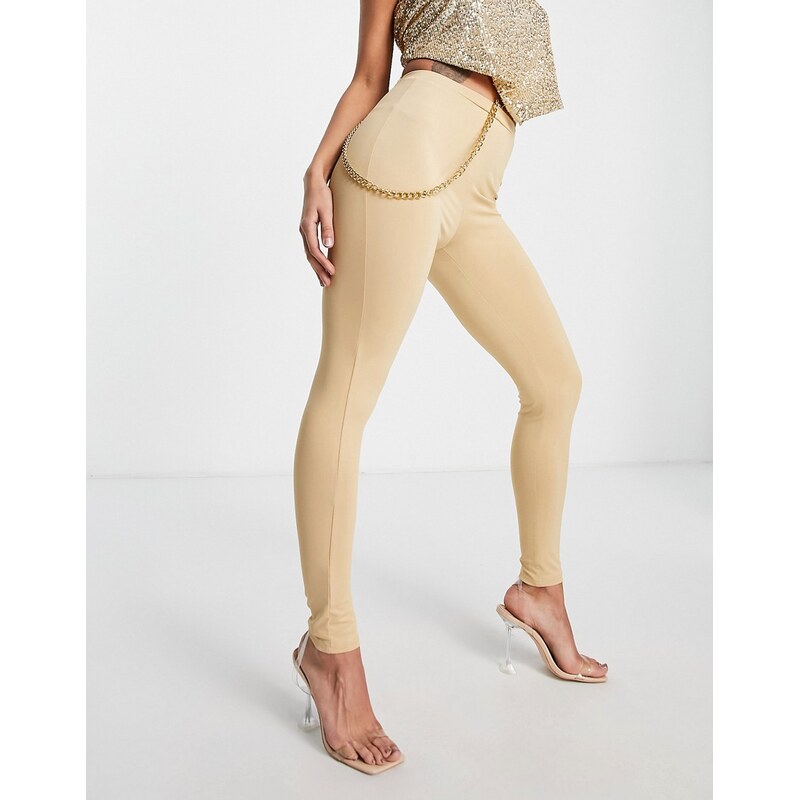 Simmi Clothing Simmi chain detail skinny trouser in camel-Neutral 114789595