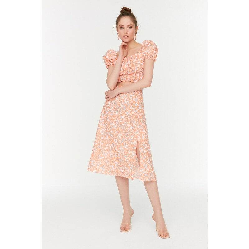 Trendyol Orange Printed Skirt