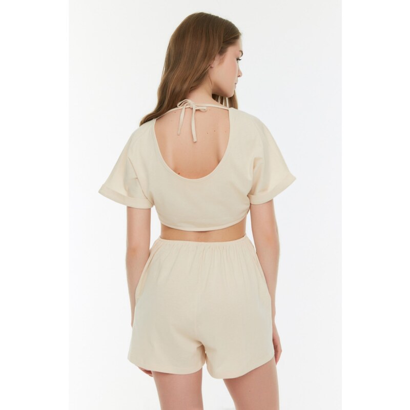 Trendyol Stone Window/Cut-Out Detailed Knitted Jumpsuit