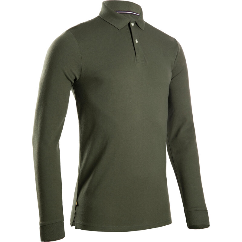 INESIS Pánské golfové polo s dlouhým rukávem MW500 khaki