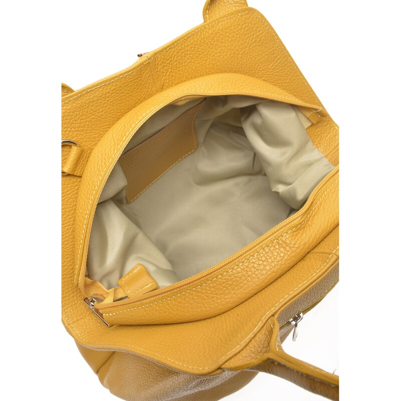 Dámská kožená Tote kabelka Carla Ferreri se šátkem - Hořčicová Žlutá