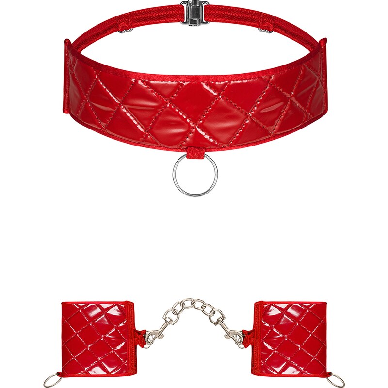 Obsessive Červený set choker + pouta Hunteria