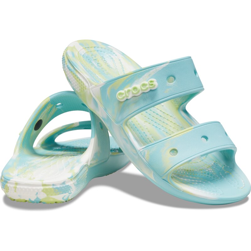 Dámské pantofle Crocs CLASSIC SANDAL MARBLED zelenomodrá