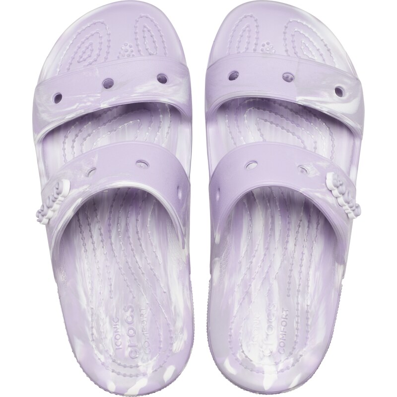 Dámské pantofle Crocs CLASSIC SANDAL MARBLED fialová