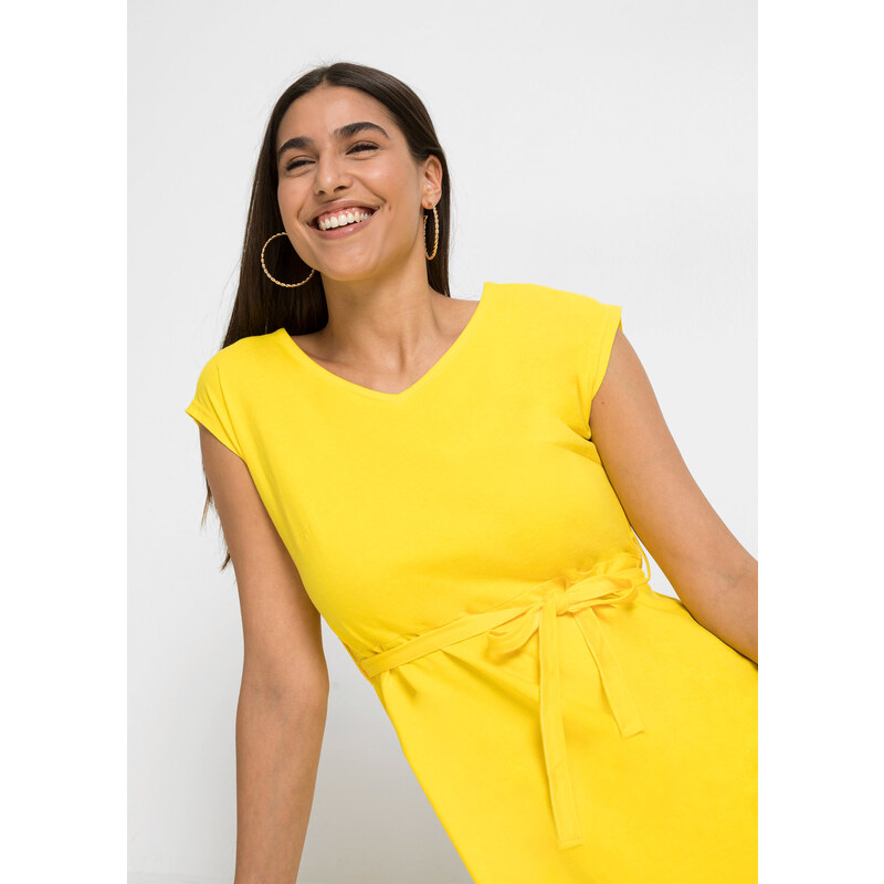 bonprix Šaty s páskem Žlutá