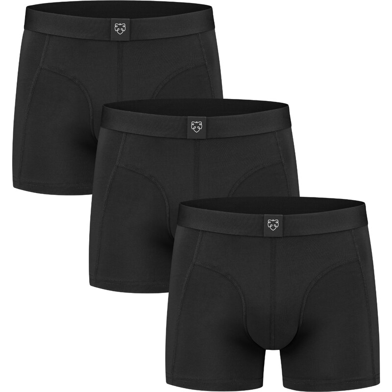 Zdravé tričko.cz 3 PACK - Pánské boxerky z bio bavlny A-dam černé