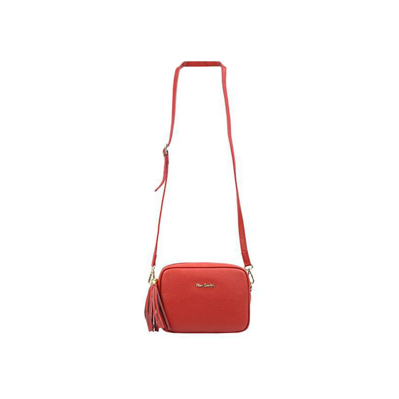Kožená crossbody kabelka Pierre Cardin červenocihlová L1501 69884918