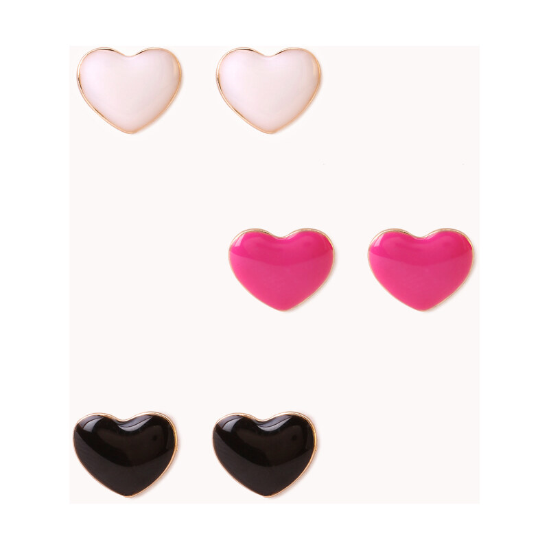 Forever 21 Lacquered Hearts Stud Set