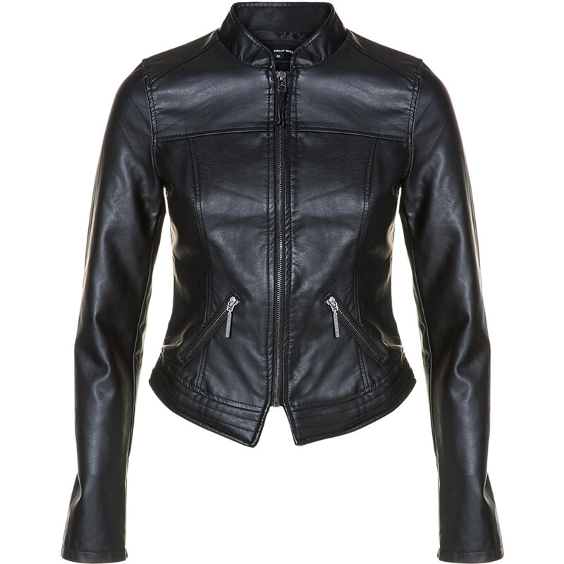 Tally Weijl Black Leather-Like Biker Jacket