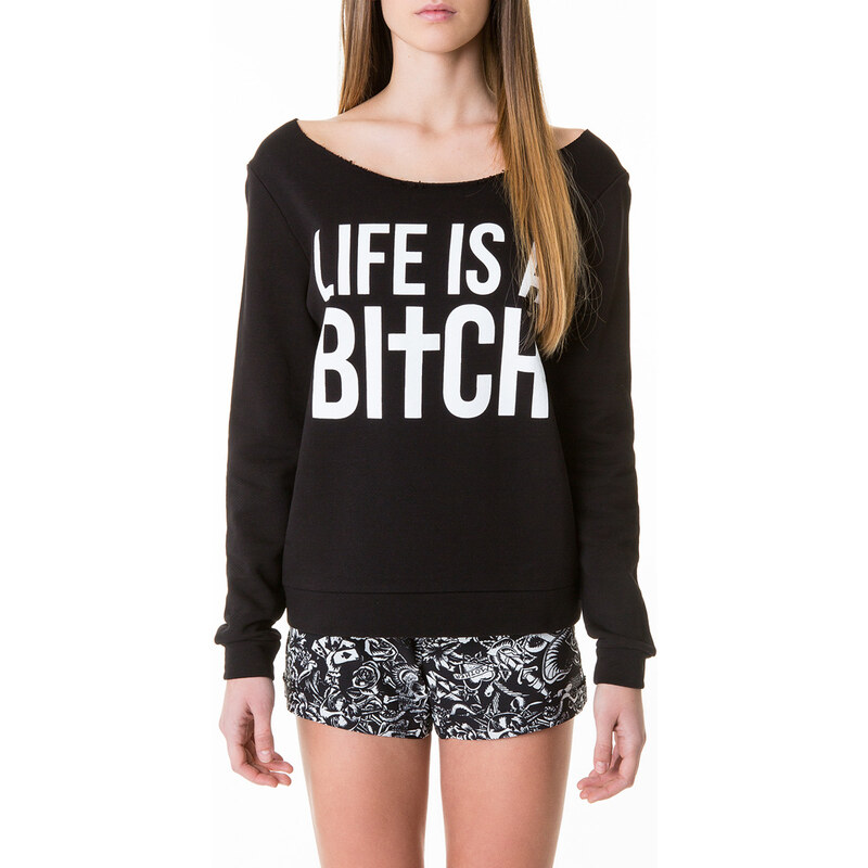 Tally Weijl Black "Life Is A B**ch"' Print Sweater
