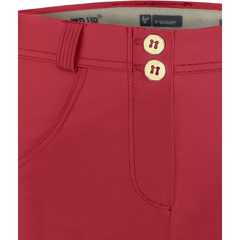 Koženkové kalhoty Freddy Wr.Up - Normální Pas - Skinny - Červené
