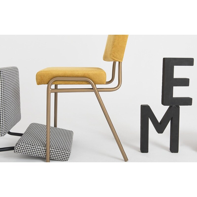 Nordic Design Žlutá látková jídelní židle Jim