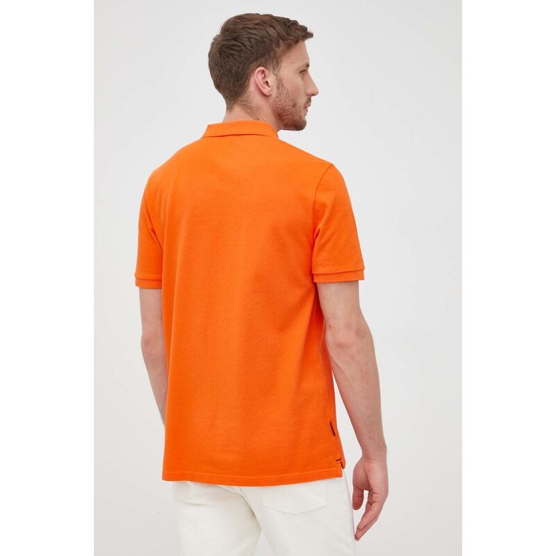 Bavlněné polo tričko Woolrich oranžová barva, hladký, CFWOPO0032MRUT2931-6098