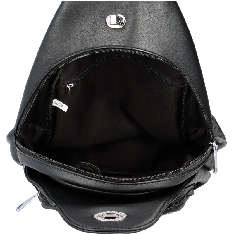 Demra Zajímavý dámský koženkový batoh na jedno rameno Sagar, černá