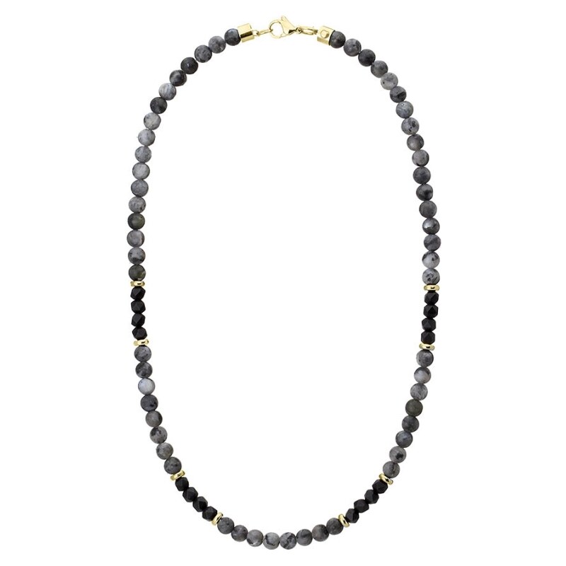 Manoki Pánský korálkový náhrdelník Alex - 6 mm přírodní šedý labradorit