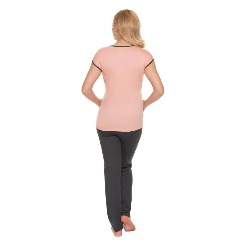 ProMamku Dvoudílné těhotenské a kojící pyžamo v pudrové barvě
