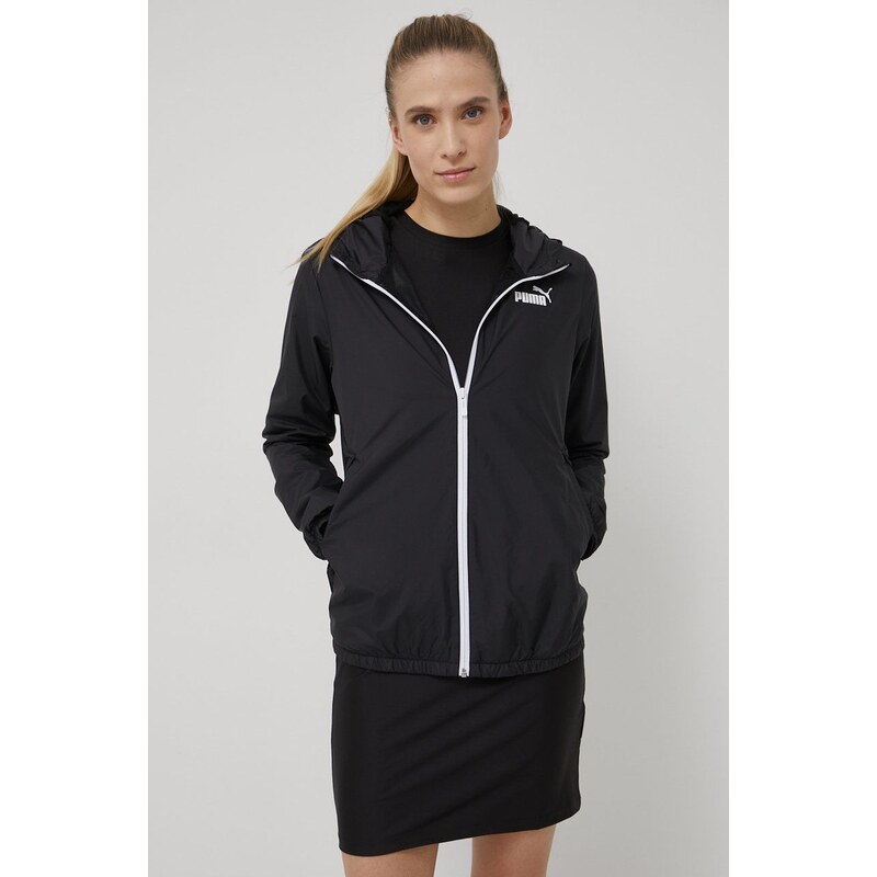 Větrovka Puma Essentials Solid černá barva, přechodná, 847494