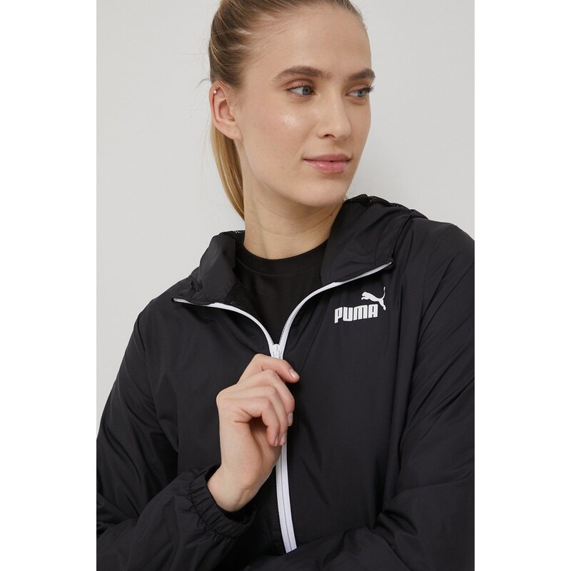 Větrovka Puma Essentials Solid černá barva, přechodná, 847494