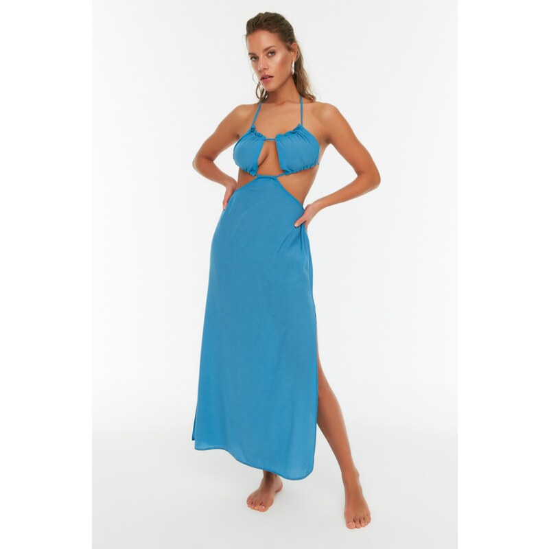 Trendyol Turquoise Cut-Out Detailed Beach Dress