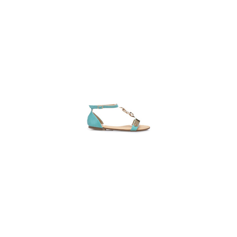 Bestelle Ploché sandály se zlatými doplňky 20-229BL modré Velikost: 36/23,5 cm