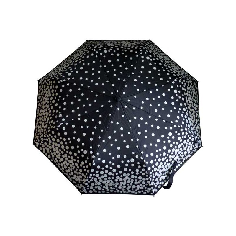 Susino Deštník automatický černý se stříbrnými puntíky