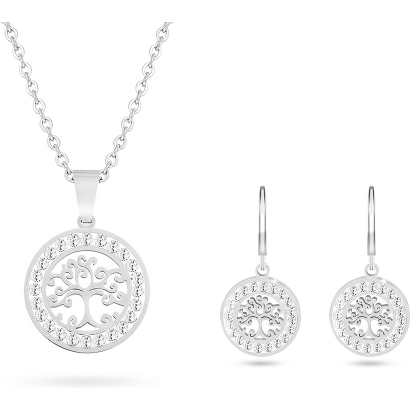 Biju Set z chirurgické oceli kroucený strom života, řetízek + náušnice 91755187