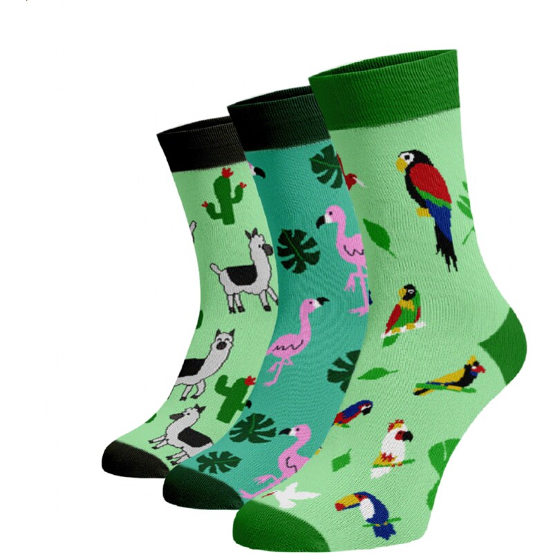 Benami Zvýhodněný set 3 párů vysokých veselých ponožek - Zvířátka