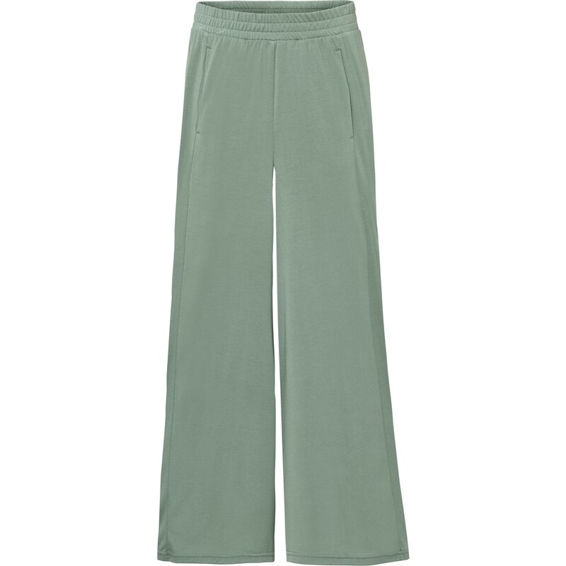 bonprix Žerzejové kalhoty Culotte se širokými nohavicemi Zelená