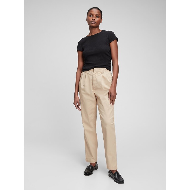 GAP Kalhoty khaki high rise Washwell - Dámské