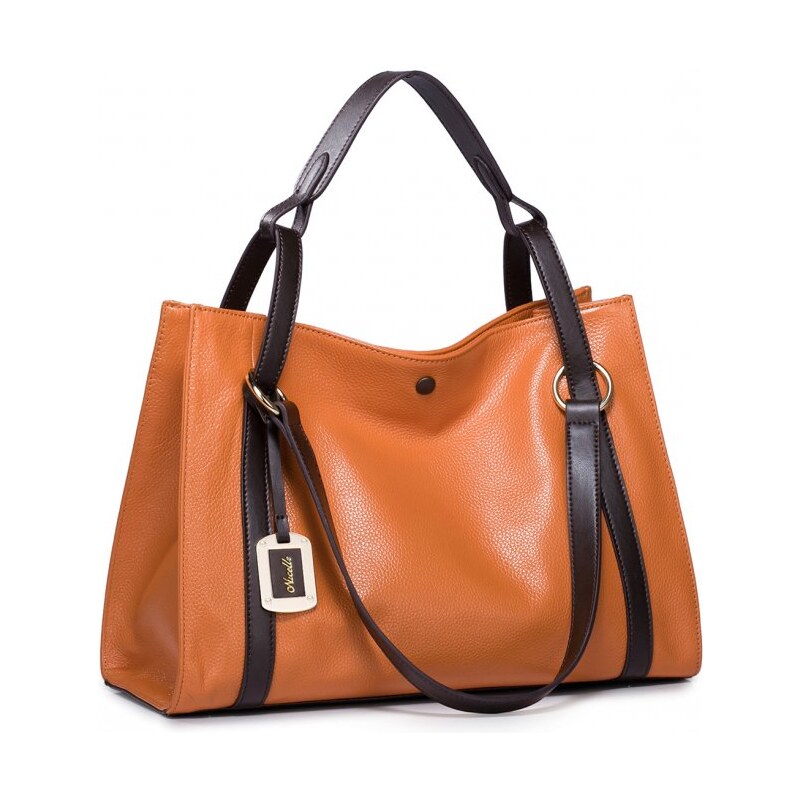 NUCELLE dámská kožená kabelka Contrast oranžová