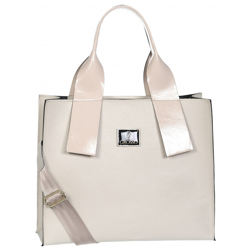 Elegantní větší perlově béžová dámská kabelka do ruky S684 GROSSO 80247273