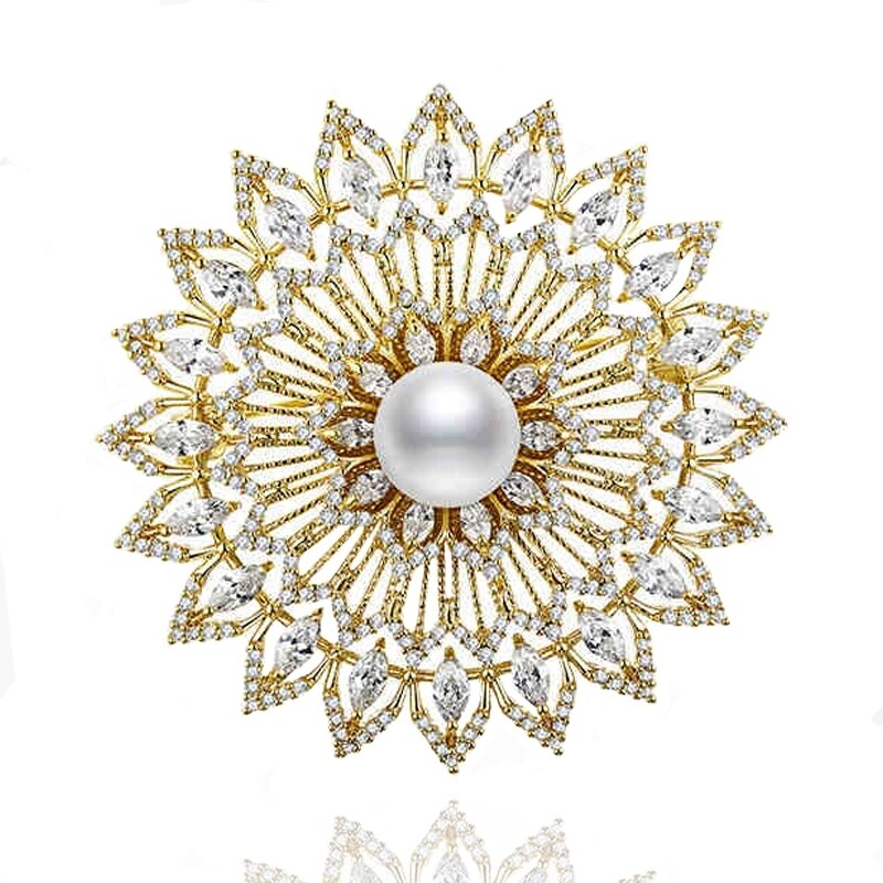 Éternelle Luxusní brož s perlou a zirkony Giuliana
