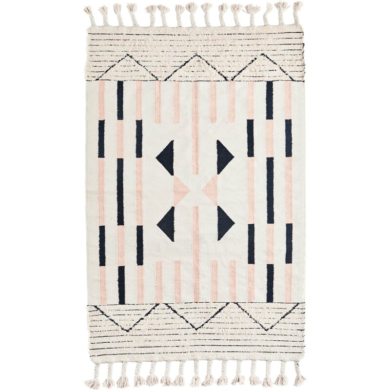 Madam Stoltz Ručně tkaný koberec Frayed Cotton Off White 120 × 180 cm