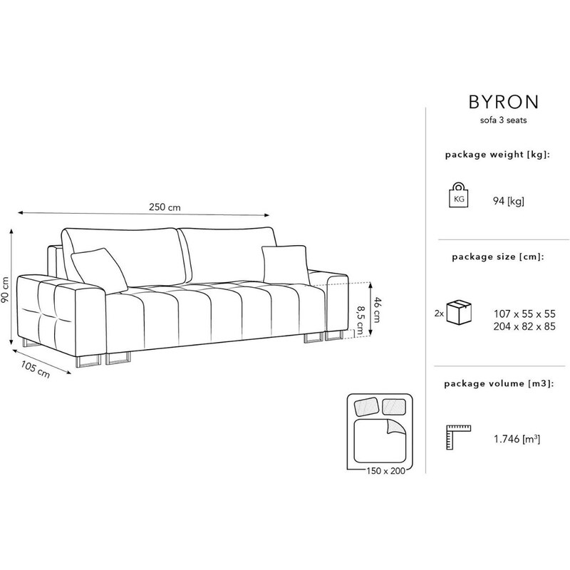 Tmavě zelená sametová třímístná rozkládací pohovka MICADONI BYRON 250 cm