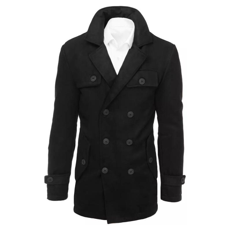 DSTREET Pánský dvouřadý zimní kabát CITY černá