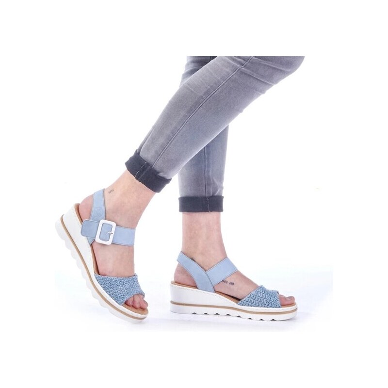 Sandálky v retro stylu Rieker 67474-10 modrá