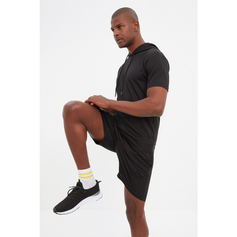 Trendyol Black Men's Regular/Regular Fit Hooded, Shorts and Tracksuit Set