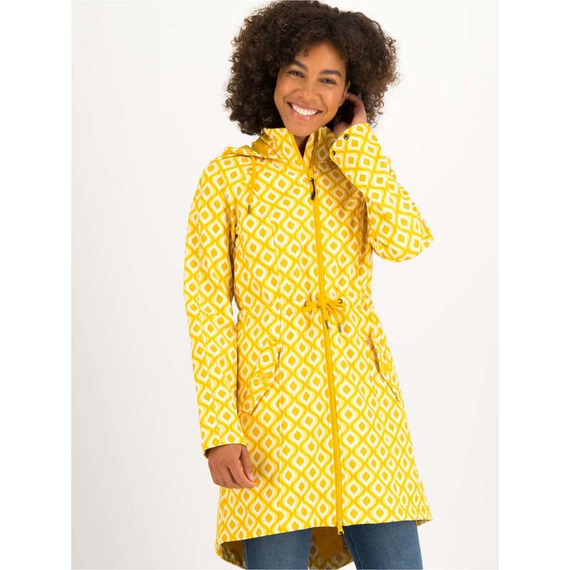 Žlutý dámský vzorovaný softshellový kabát Blutsgeschwister - Dámské