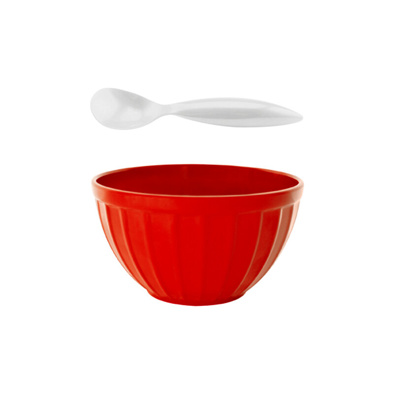 ZAK! designs - Retro miska na zmrzlinu+lžíce,set 2ks-červená/bílá, 12 cm (1647-M880)