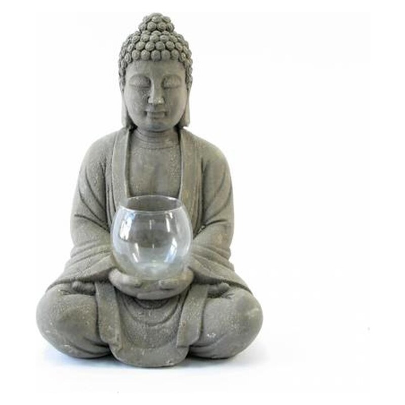 KERSTEN - Buddha sedící se svícnem, cement 28x20x42cm - (DIN-0475)